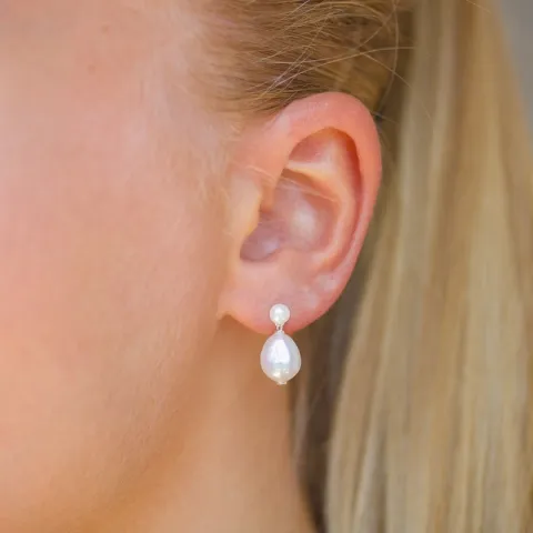 8 - 9 mm Perle Ohrringe in Silber