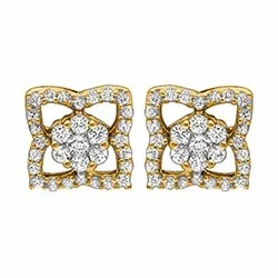 Blumen Diamant Ohrstecker in 14 Karat Gold mit Diamant 