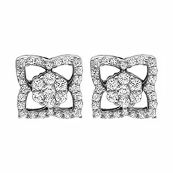 Blumen Diamant Ohrstecker in 14 Karat Weißgold mit Diamant
