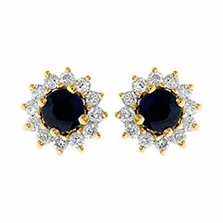 Blumen Saphir Ohrstecker in 14 Karat Gold mit Saphir und Diamant