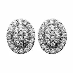 ovalen Diamant Ohrstecker in 14 Karat Weißgold mit Diamant