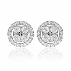 runden Diamantohrringe in 14 Karat Weißgold mit Diamant