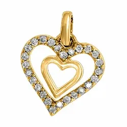 Trendy  Herz Diamantanhänger in 14 karat Gold 0,13 ct