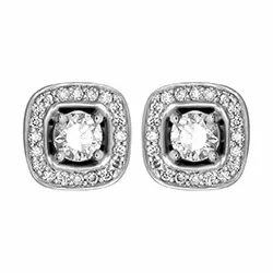 viereckigem Diamant Ohrstecker in 14 Karat Weißgold mit Diamant