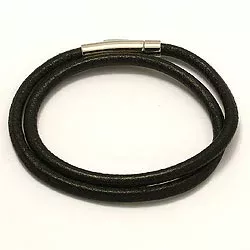 Leder CARI Armband aus schwarz Leder mit Stahl  x 4,0 mm