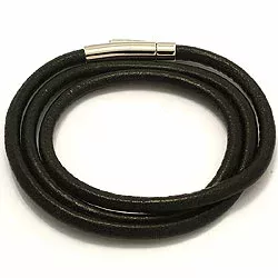 schwarz Leder CARI Armband aus schwarz Leder mit Stahl  x 4,0 mm