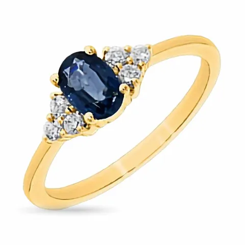 blauem Saphir Diamantring in 14 Karat Gold 0,57 ct 0,13 ct