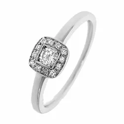 viereckigem Diamant Ring in 14 Karat Weißgold 0,17 ct