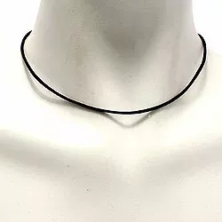 Halskette aus schwarz Leder mit vergoldetem Stahl  x 2,0 mm