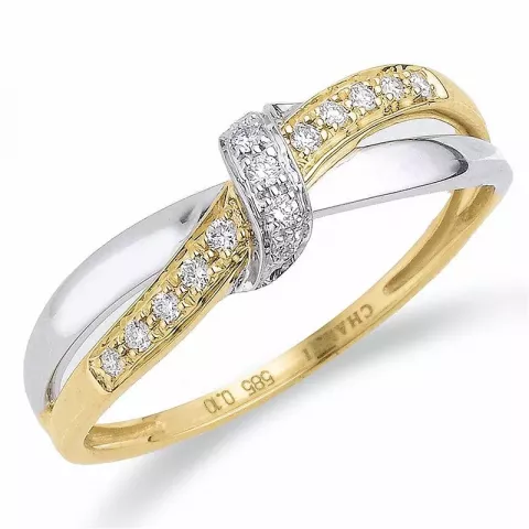 Diamant Gold Ring in 14 Karat Gold- und Weißgold 0,10 ct