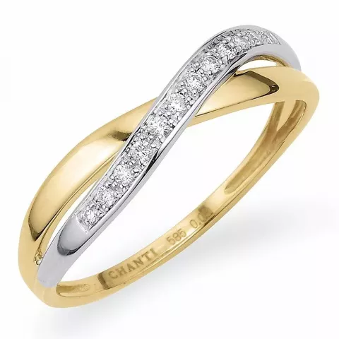 abstraktem Diamant Gold Ring in 14 Karat Gold- und Weißgold 0,08 ct