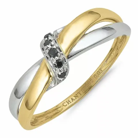 schwarz Diamant Ring in 14 Karat Gold- und Weißgold 0,03 ct