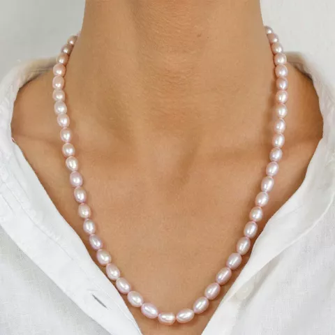 55 cm ellipsenförmiger Perlenhalskette mit Süßwasserperle.