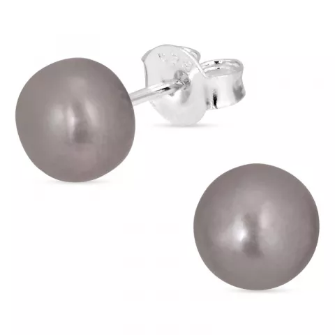 7-7,5 mm grauem Perleohrstecker in Silber