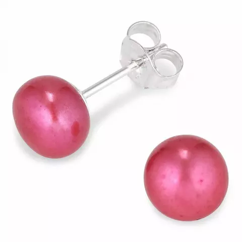 7-7,5 mm runden pink Perleohrstecker in Silber