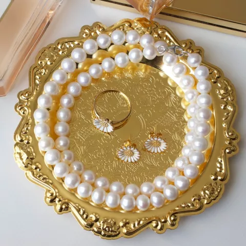 45 cm weißem Perlenhalskette mit Süßwasserperle.