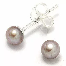 4-4,5 mm grauem Perleohrstecker in Silber