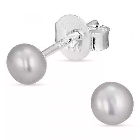 4-4,5 mm grauem Perleohrstecker in Silber