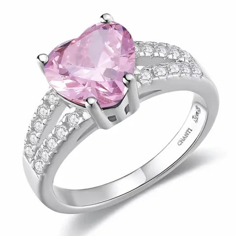 Herz pink Zirkon Ring aus Silber