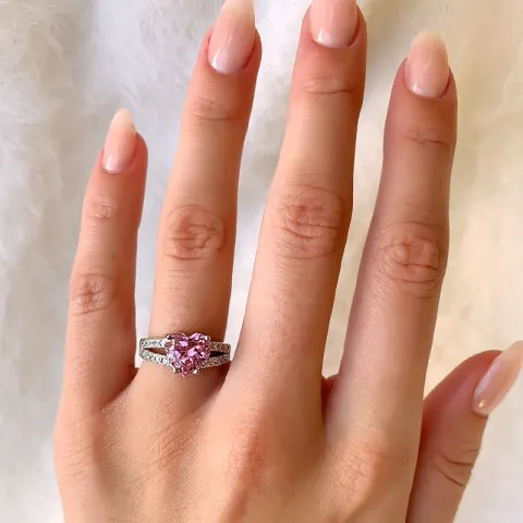 Herz pink Zirkon Ring aus Silber