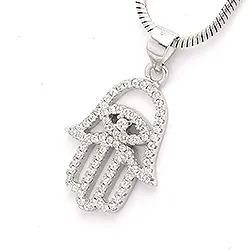 Hamsas Hand Zirkon Anhänger aus Silber