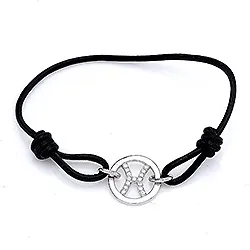 Fische Sternzeichen Armband aus Leder und Anhänger aus Silber