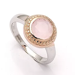 Runder Ring aus rosa beschichtetem Silber mit Silber