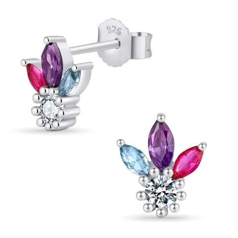 mehrfarbigen Ohrstecker in Silber