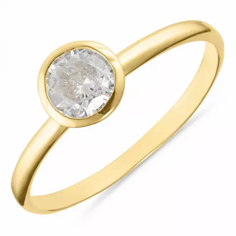 Runder weißem Zirkon Ring aus vergoldetem Sterlingsilber