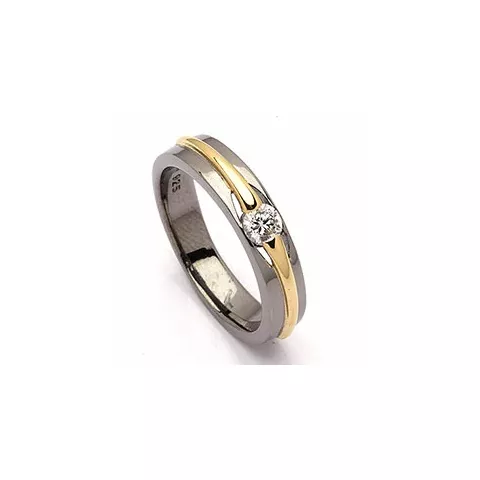 Zirkon Ring aus schwarzes rhodiniertes Silber mit vergoldetem Sterlingsilber