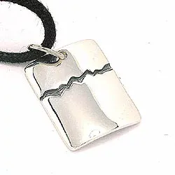 Viereckigem dogtag Halskette aus Baumwollschnur und Anhänger aus Silber