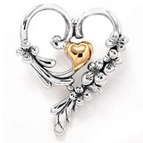 Herz Anhänger aus oxidiertem Sterlingsilber und vergoldetem Sterlingsilber