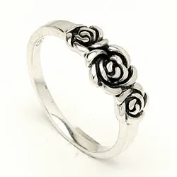 Rose Ring aus oxidiertem Sterlingsilber