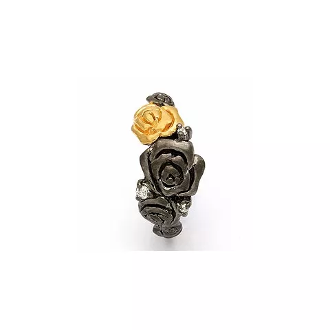 Rose Ring aus schwarzes rhodiniertes Silber mit vergoldetem Sterlingsilber