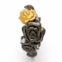 Rose Ring aus schwarzes rhodiniertes Silber mit vergoldetem Sterlingsilber