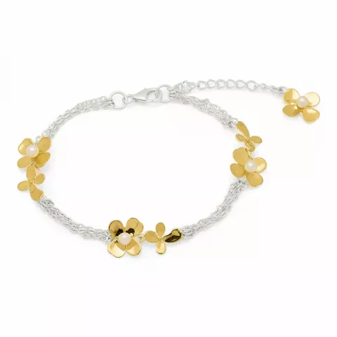 Blumen perle armband aus silber und anhänger aus vergoldetem sterlingsilber
