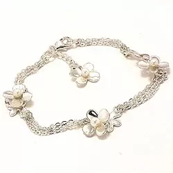 Blumen weißem Perle Armband aus Silber und Anhänger aus Silber