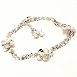 Blumen weißem Perle Armband aus Silber und Anhänger aus Silber