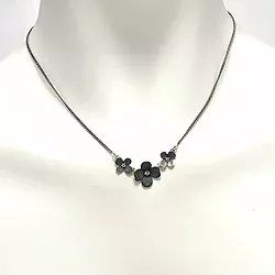 Blumen Halskette aus oxidiertem Sterlingsilber