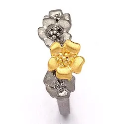 Blumen Ring aus schwarzes rhodiniertes Silber