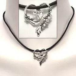 Herz Halskette aus Leinenschnur und Anhänger aus oxidiertem Sterlingsilber