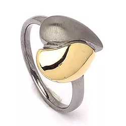 Herz Ring aus schwarzes rhodiniertes Silber mit vergoldetem Sterlingsilber