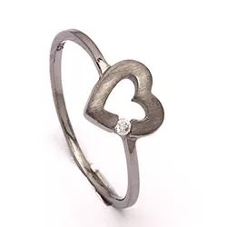 Eng Herz Ring aus schwarzes rhodiniertes Silber