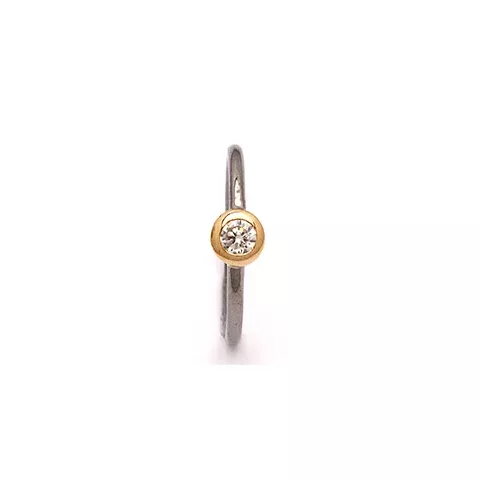 runder Ring aus schwarzes rhodiniertes Silber mit vergoldetem Sterlingsilber
