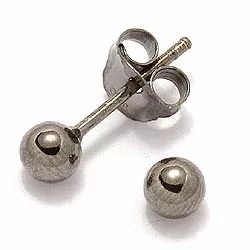 4 mm Kugel Ohrringe in schwarzes rhodiniertes Silber
