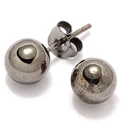 8 x 8 mm Dark Harmony Ohrstecker in schwarzes rhodiniertes Silber