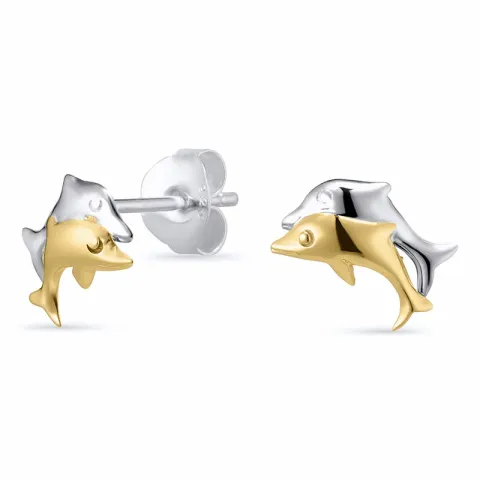 Delfin Ohrringe in Silber mit 8 karat Gold