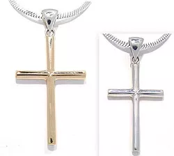 Kreuz Anhänger aus Silber und 8 Karat Gold