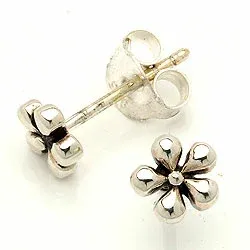 Blumenohrringe in oxidiertem Sterlingsilber