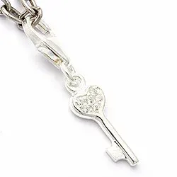 Schlüssel Zirkon Charm Anhänger aus Silber